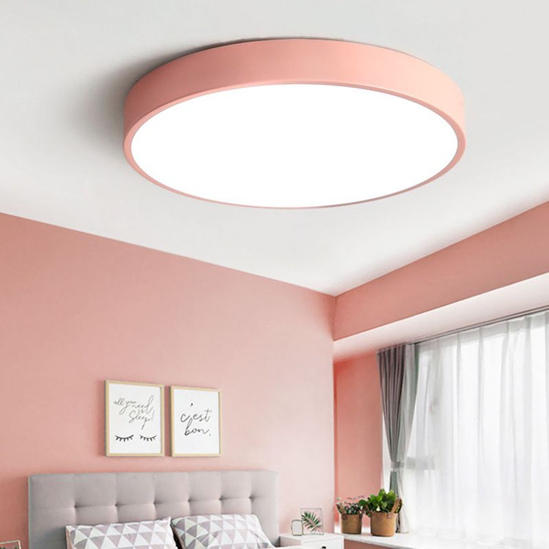 LumiRound Moderne Ronde LED Plafondlamp - Roze en Grijs Metalen Lamp voor Woonkamer