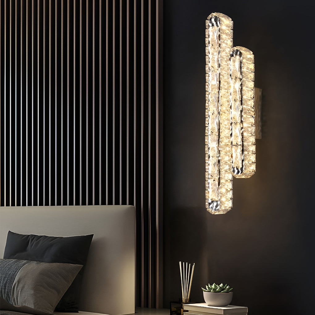 LumiCryst - Dubbele LED Strip Kristallen Wandlamp met Drie-Staps Dimbare Functie | Moderne Verlichting
