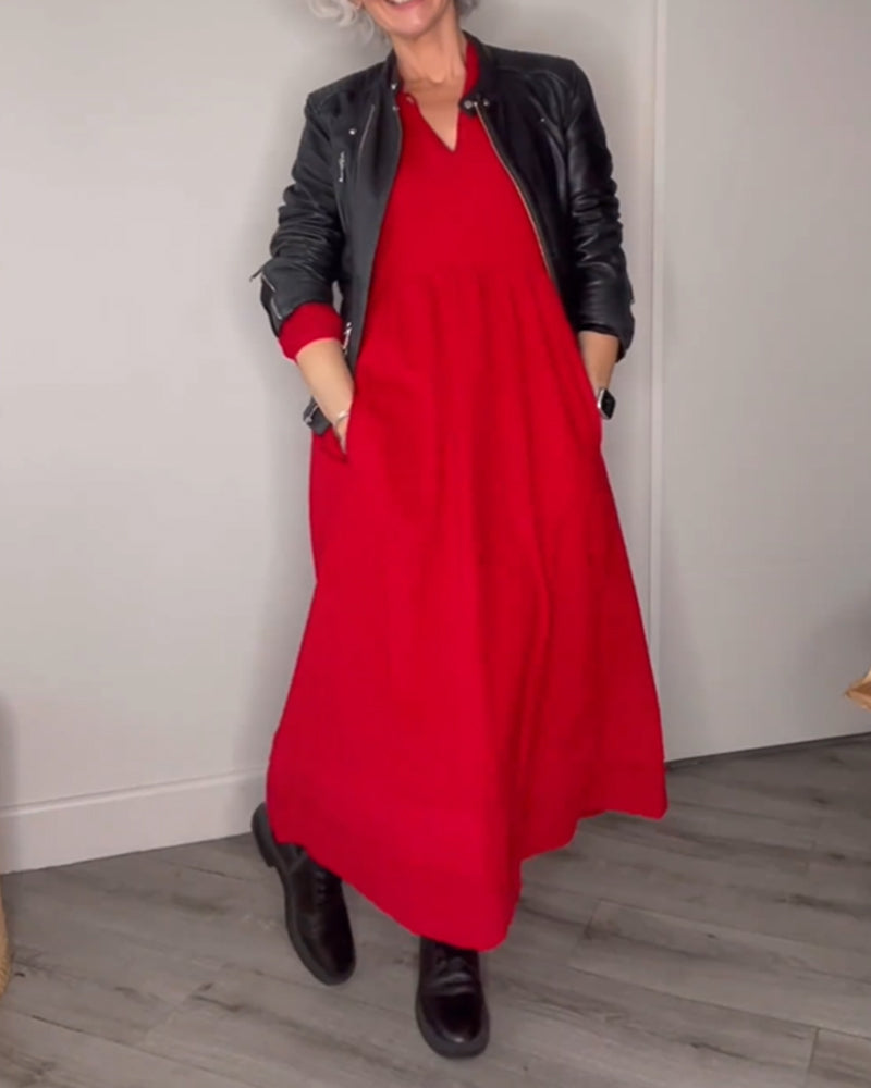 Elena - A-lijn Jurk met V-hals