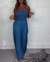 Trendsetter - Mouwloze Jumpsuit met Plissé en Effen Zakken | Moderne Stijl