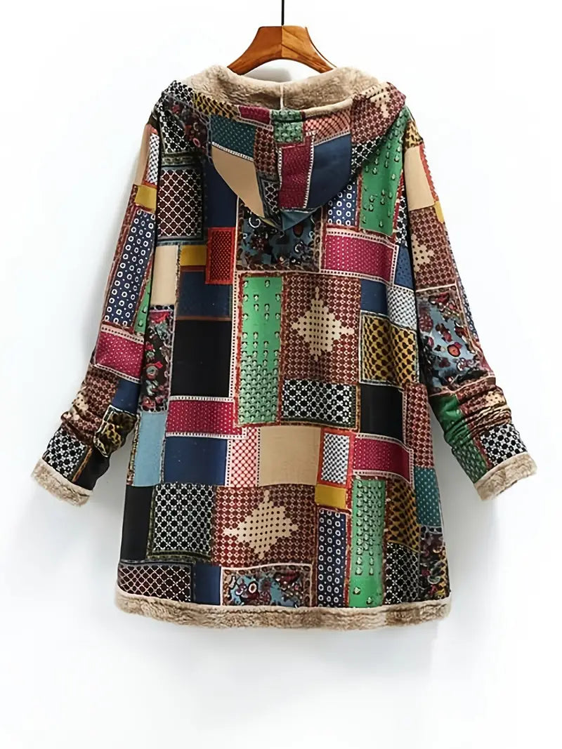 RetroChic - Patchwork Kapuzenjacke voor Dames | Unieke Vintage Stijl