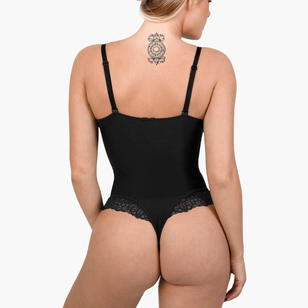 EleganceFit String-Bodysuit | Bodysuit met Diepe V-Hals en Geïntegreerde BH