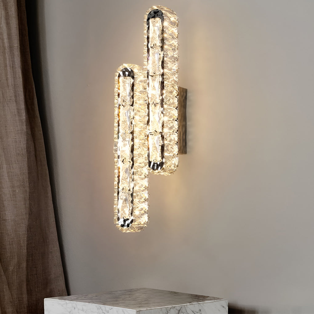 LumiCryst - Dubbele LED Strip Kristallen Wandlamp met Drie-Staps Dimbare Functie | Moderne Verlichting