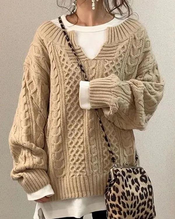 ComfortKnit - Losjes Gebreide Damestrui met Casual Patroon