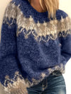 Maximiliaan - Mohair Pullover met Kleurblokken en Grof Breipatroon voor Dames - Stijlvolle en Warme Trui