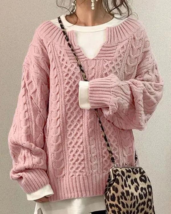 ComfortKnit - Losjes Gebreide Damestrui met Casual Patroon