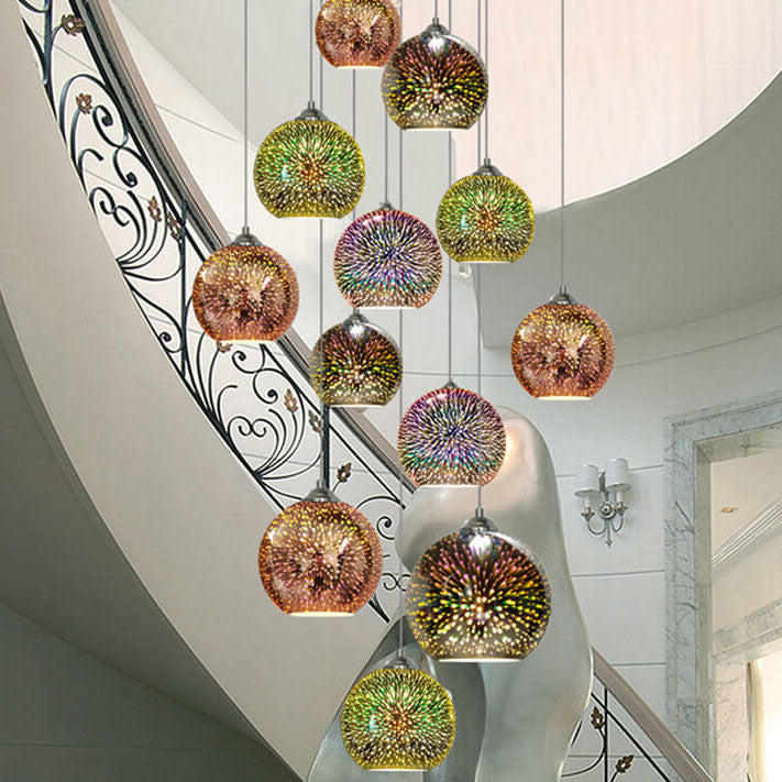 LichtSpectra - Moderne 3D Kleurrijke Vuurwerk Glas Hanglamp met 1 Lichtpunt