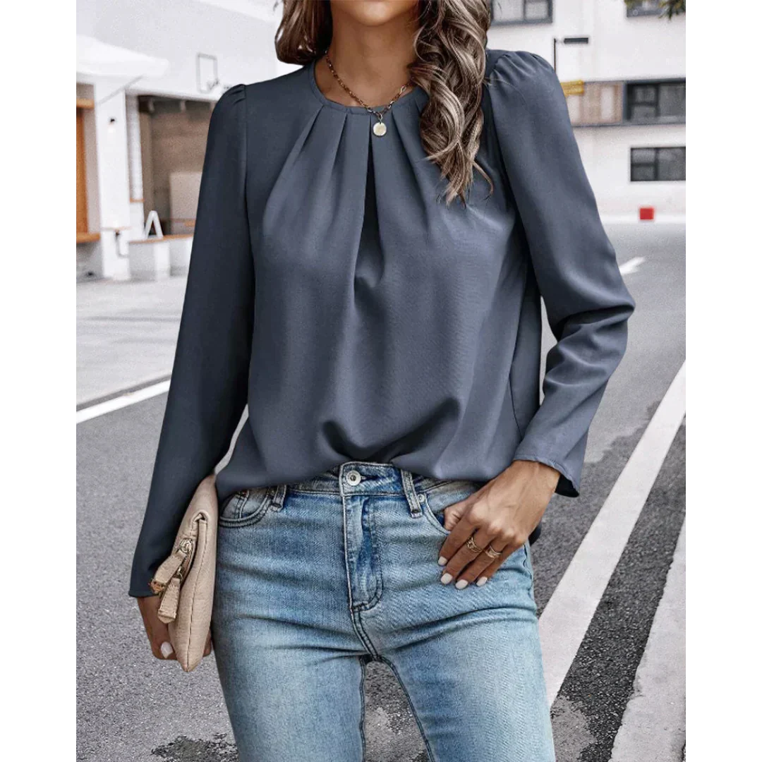 Mira - Geplooide Blouse met Pofmouwen voor Dames - Elegant en Trendy