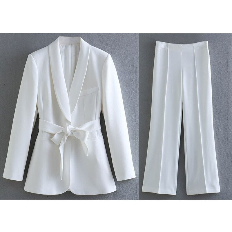 Zamira 2-delige damespak | Elegante Blazer met Riem en Bijpassende Pantalon