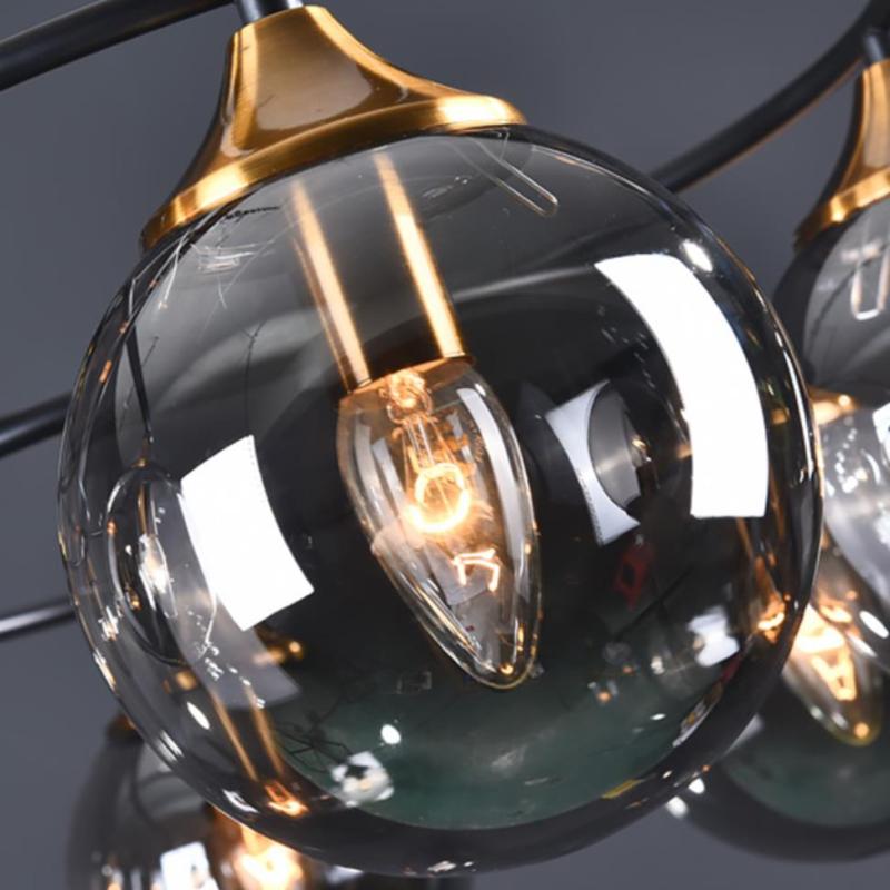 VitaLuxe - Vintage Ronde LED Plafondlamp van Metaal en Glas in Rokerig Grijs en Amber