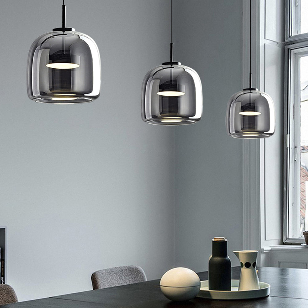RetroLuxe LED Hanglampen - Gouden Amber Metaal en Glas voor Slaapkamer en Woonkamer
