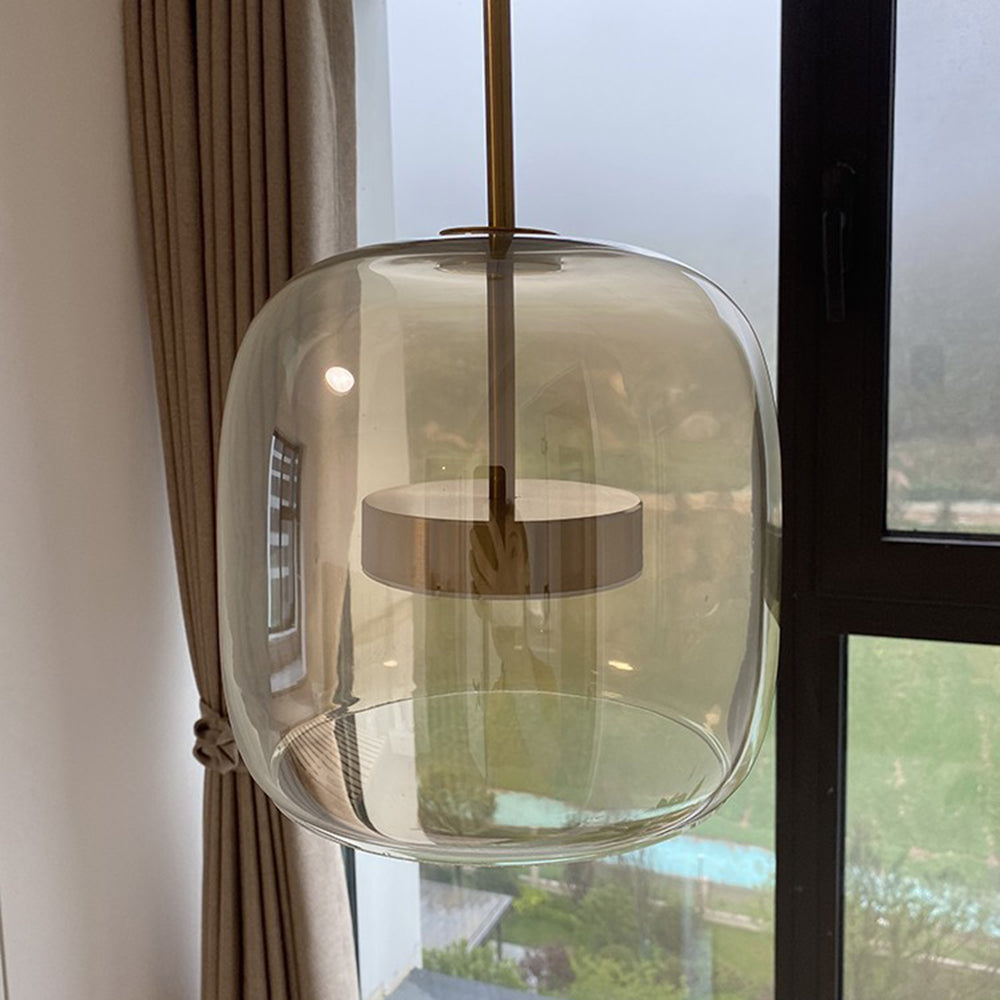 RetroLuxe LED Hanglampen - Gouden Amber Metaal en Glas voor Slaapkamer en Woonkamer