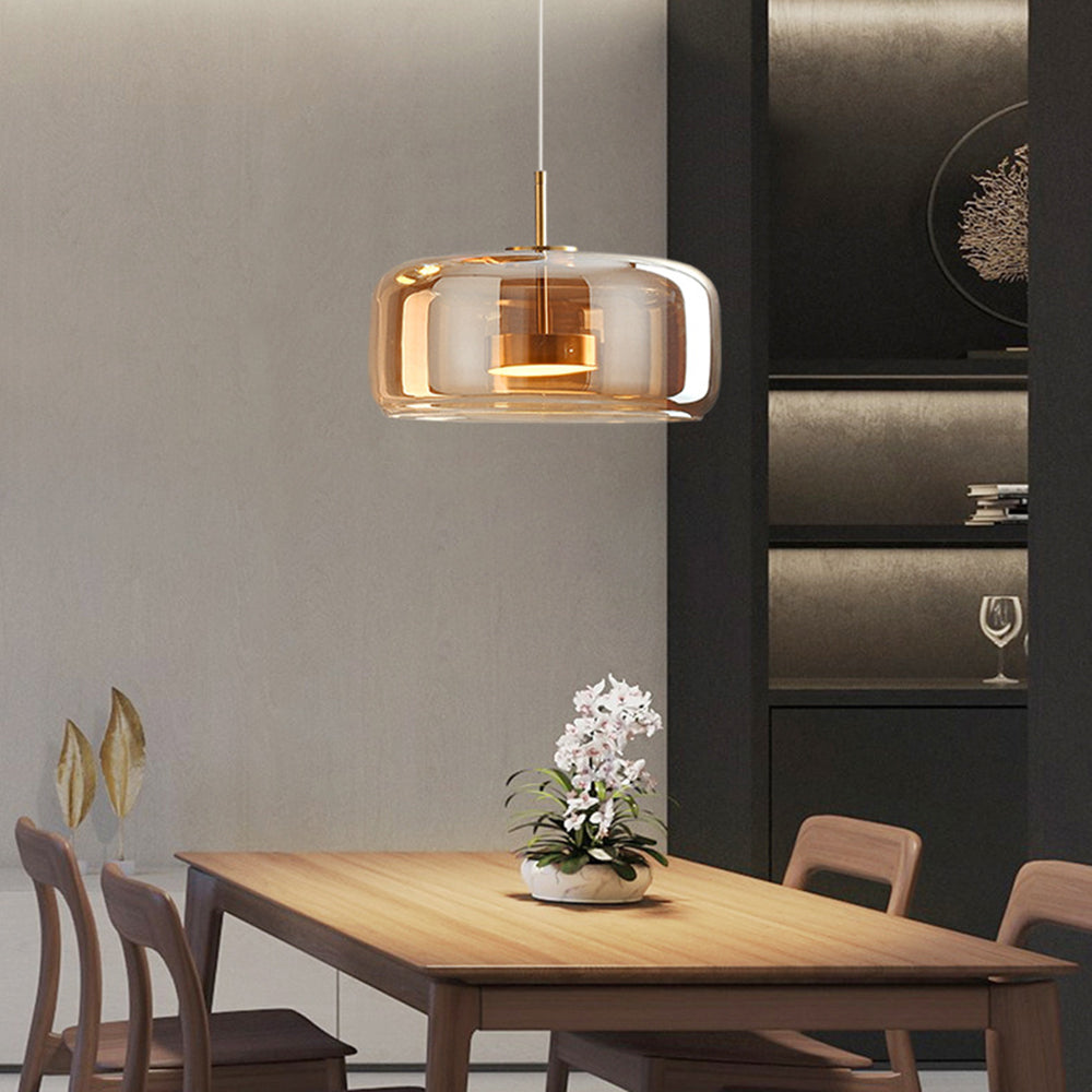 RetroLuxe LED Hanglampen - Gouden Amber Metaal en Glas voor Slaapkamer en Woonkamer