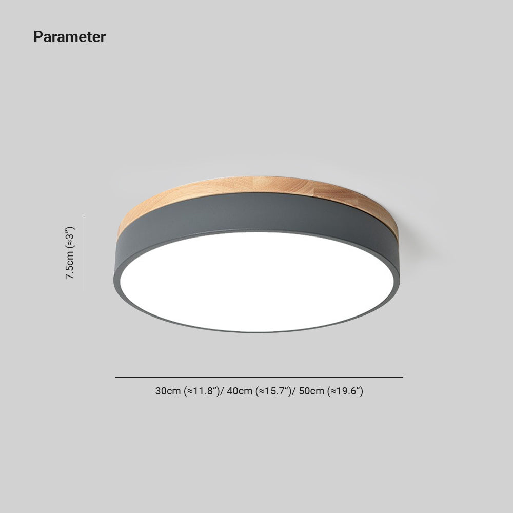 ScandiShade - Moderne Plafondlamp van Wit en Grijs Metaal met Houten Accenten voor Slaapkamer en Woonkamer