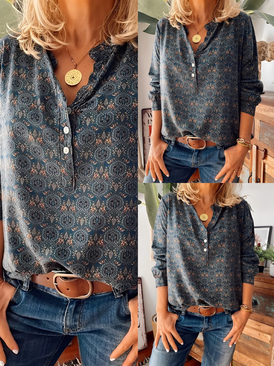 Nebelle Chic Blouse met Uniek Patroon voor Dames - Comfort en Stijl