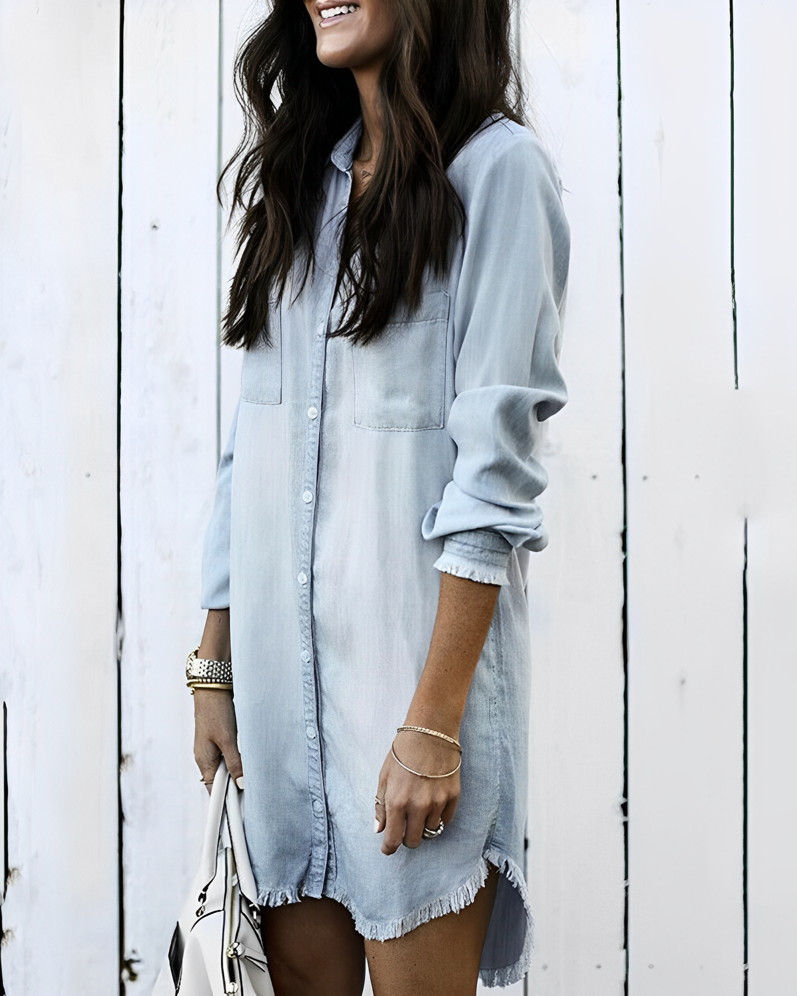 Marina Denim Blouse | Stijlvolle Spijkerblouse met Knopen voor Een Casual Look