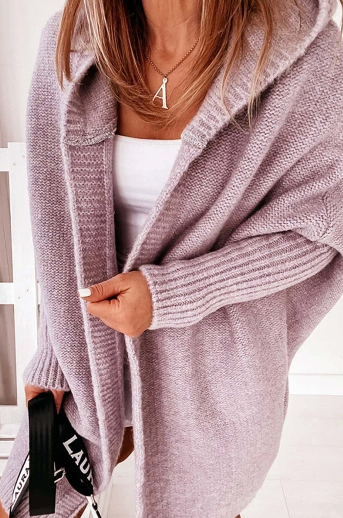 Sophie – Lange Stijlvolle Gebreide Jas met Capuchon voor de Herfst | Comfortabel en Warm