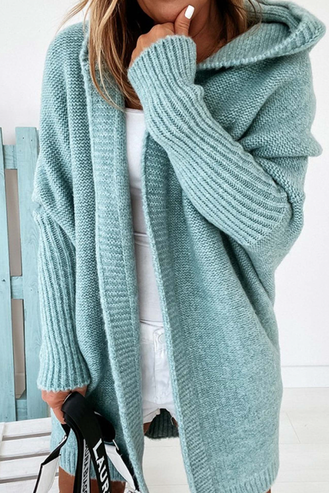Sophie – Lange Stijlvolle Gebreide Jas met Capuchon voor de Herfst | Comfortabel en Warm
