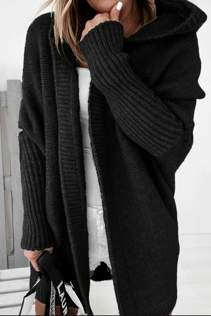 Sophie – Lange Stijlvolle Gebreide Jas met Capuchon voor de Herfst | Comfortabel en Warm