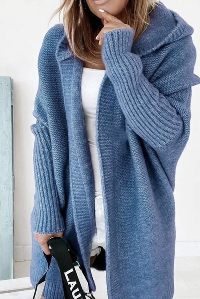 Sophie – Lange Stijlvolle Gebreide Jas met Capuchon voor de Herfst | Comfortabel en Warm