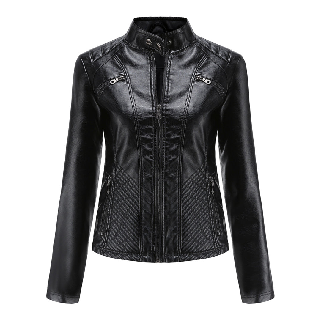 Asymmetrische Leren Jas voor Dames - Modieuze Jack met Rits Sluiting