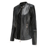 Lina - Elegante Leren Jas met Ronde Kraag en Knoopsluiting voor Dames