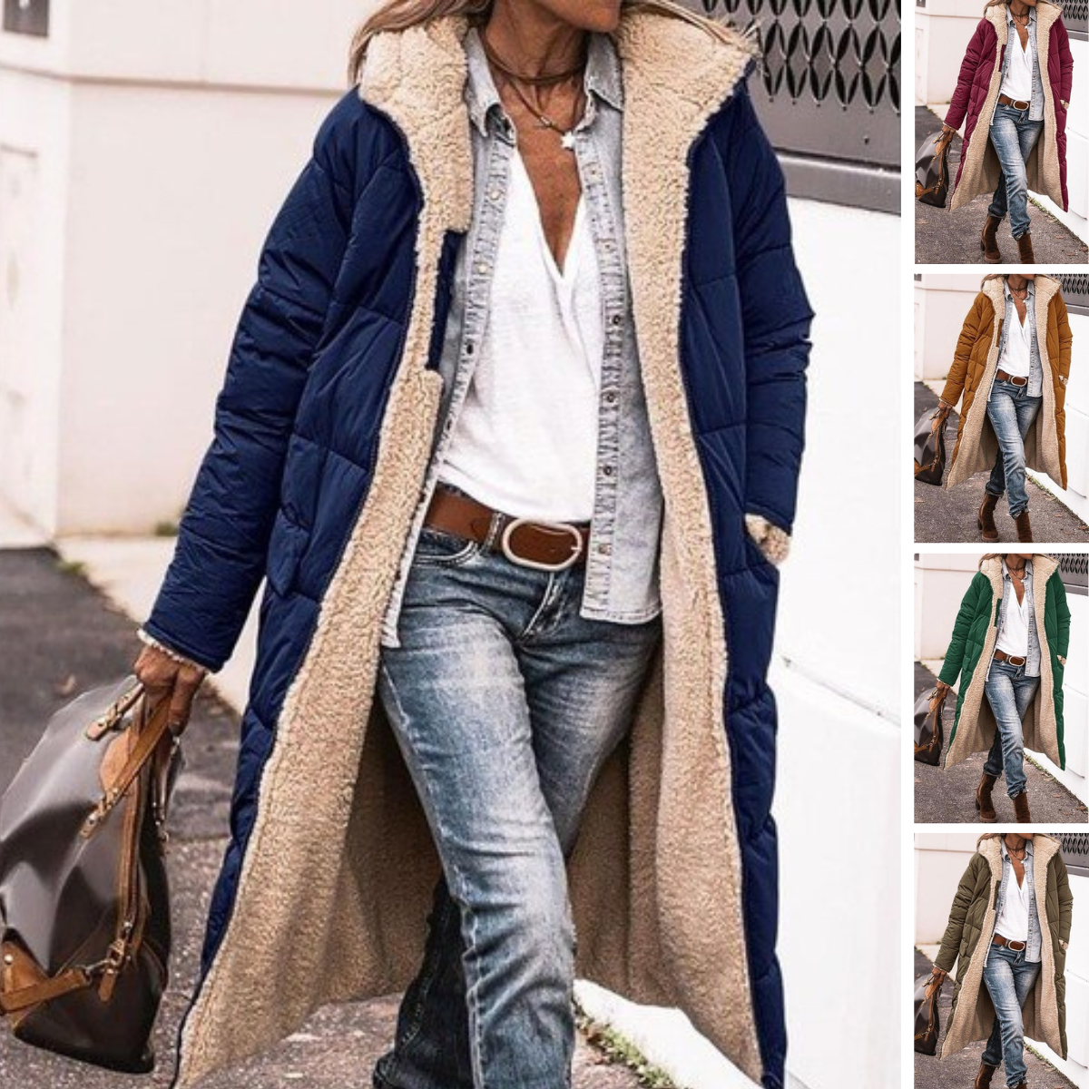 Elisa Lange Sherpa Pufferjas met Capuchon | Warme Damesjas voor de Winter