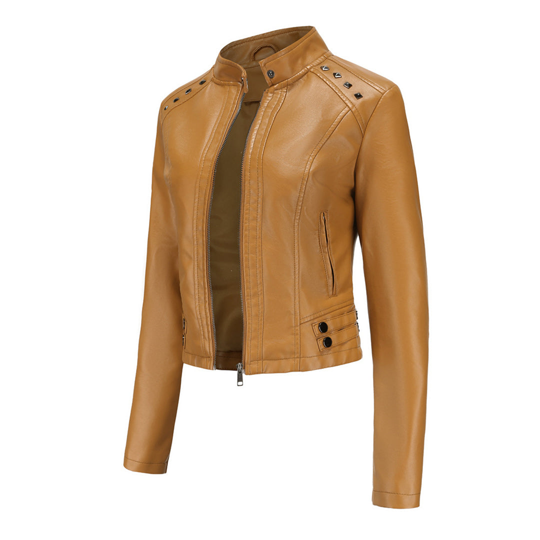 Julisa - Elegante Leren Jas met Unieke Details voor Dames