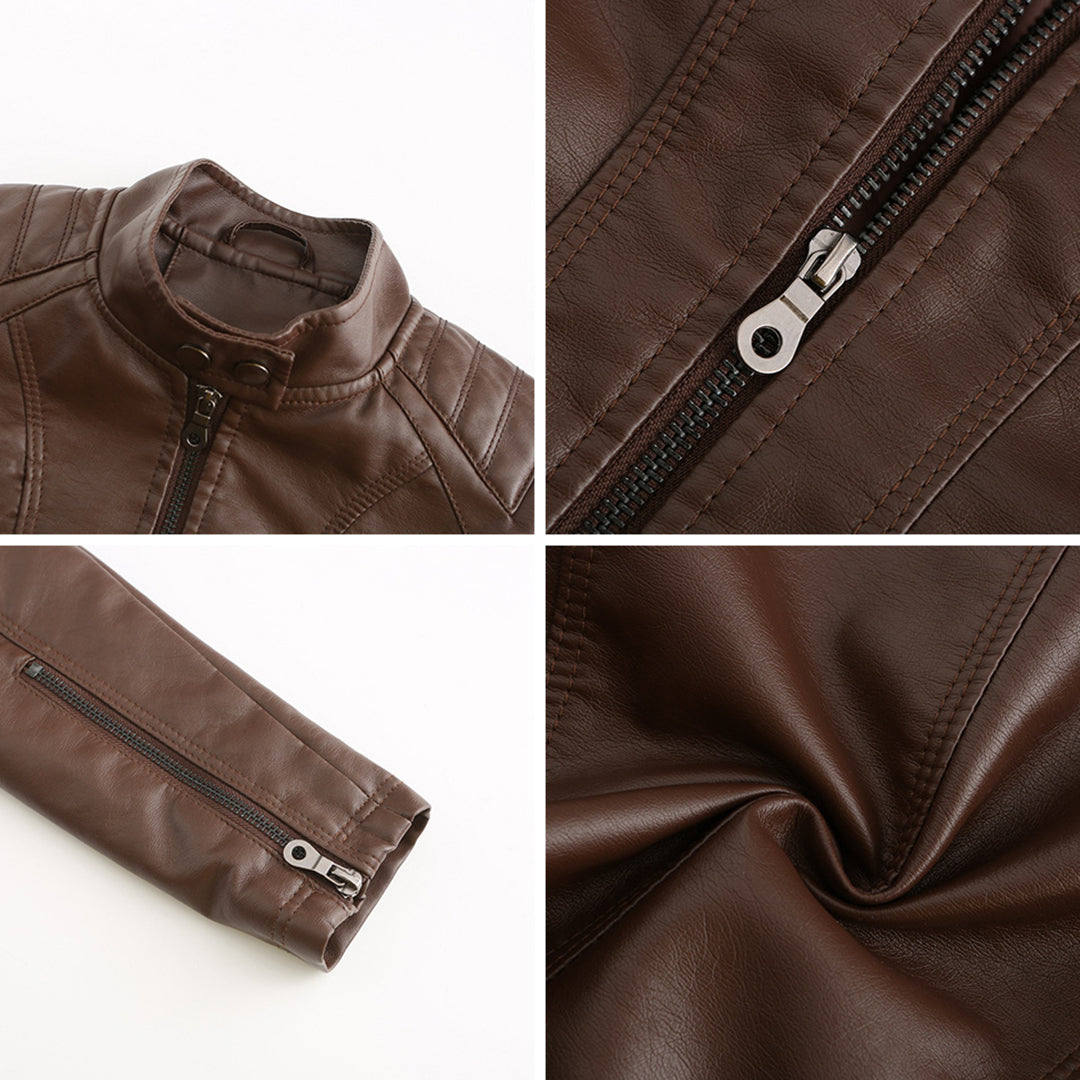 Asymmetrische Leren Jas voor Dames - Modieuze Jack met Rits Sluiting