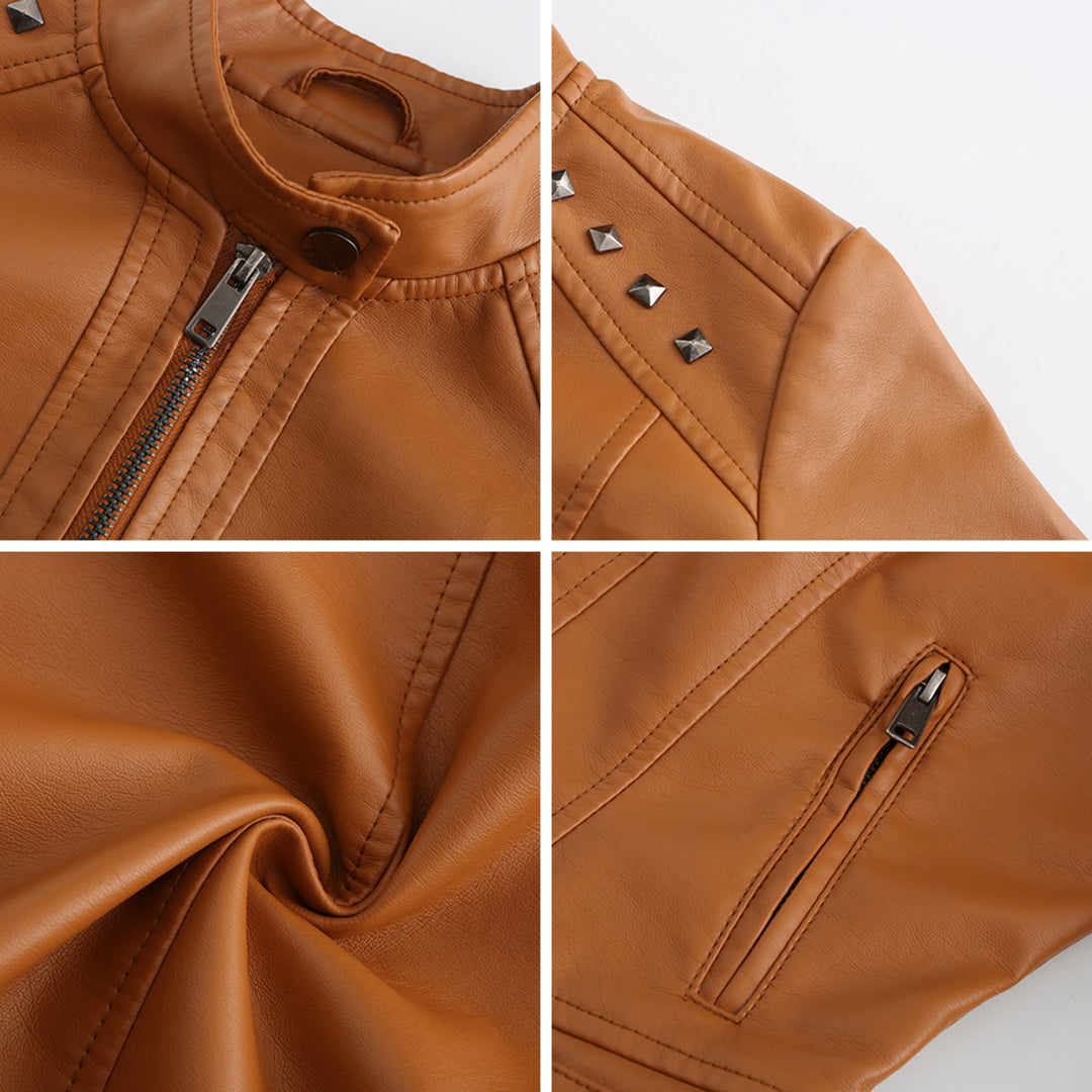 Julisa - Elegante Leren Jas met Unieke Details voor Dames