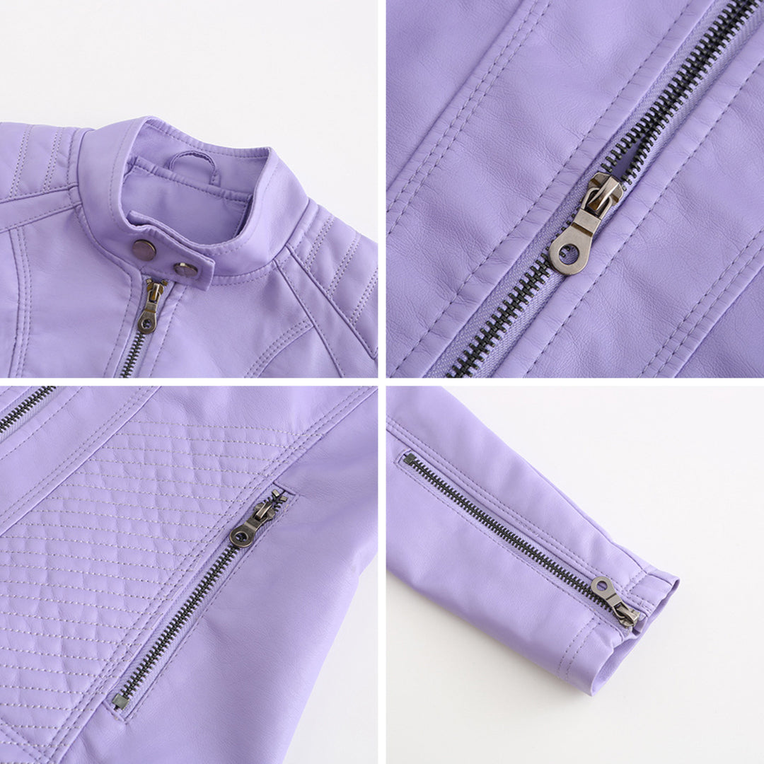 Asymmetrische Leren Jas voor Dames - Modieuze Jack met Rits Sluiting