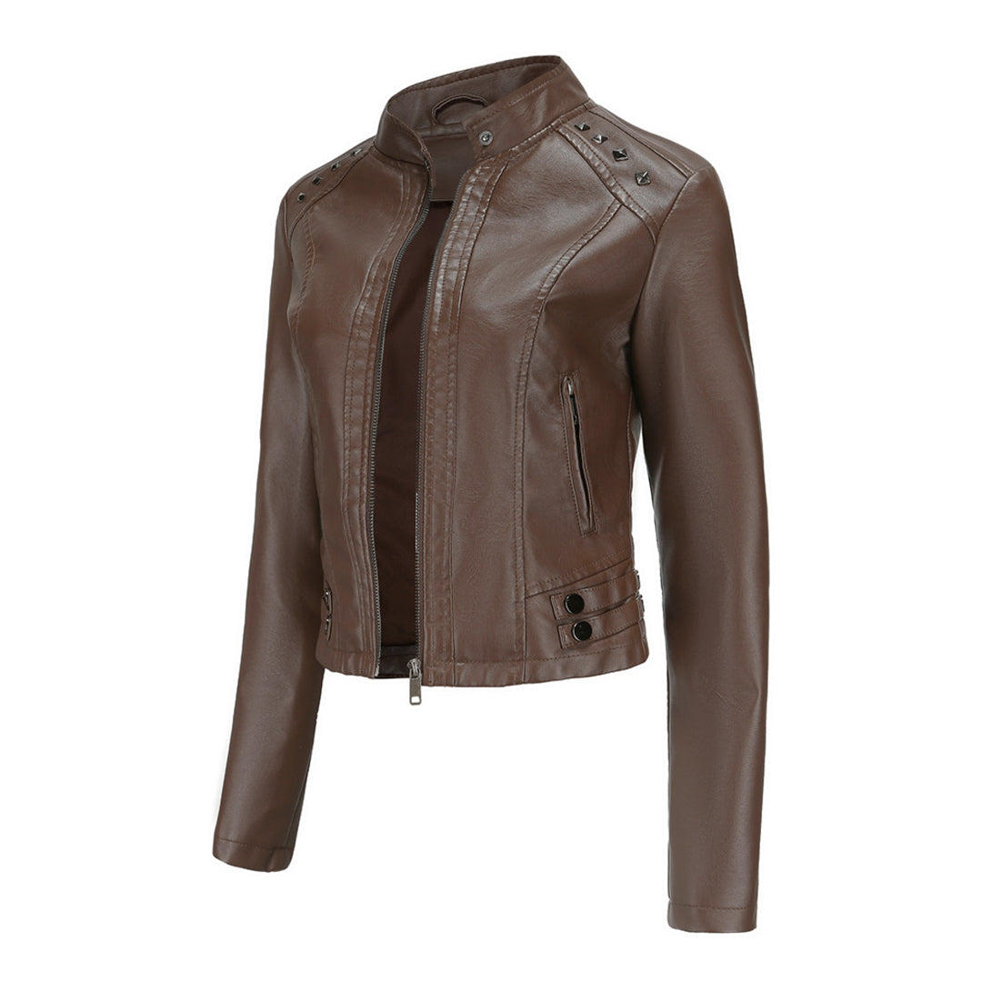 Julisa - Elegante Leren Jas met Unieke Details voor Dames