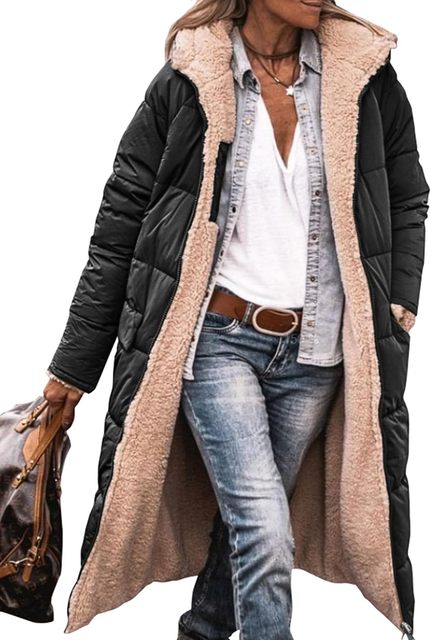 Elisa Lange Sherpa Pufferjas met Capuchon | Warme Damesjas voor de Winter