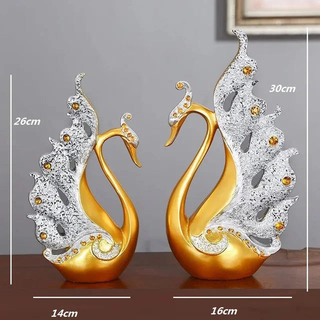 SwanElegance - Zwanenliefhebbers Decoratieve Set | Luxe Zwanenbeeld voor Interieur