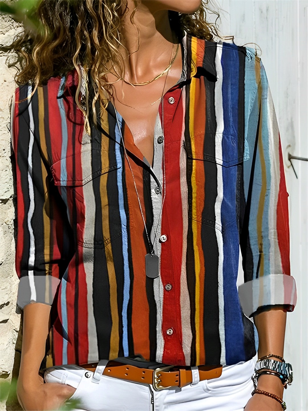 Stijlvol Abstract Print Shirt met Lange Mouwen | Modern en Comfortabel Dames T-shirt