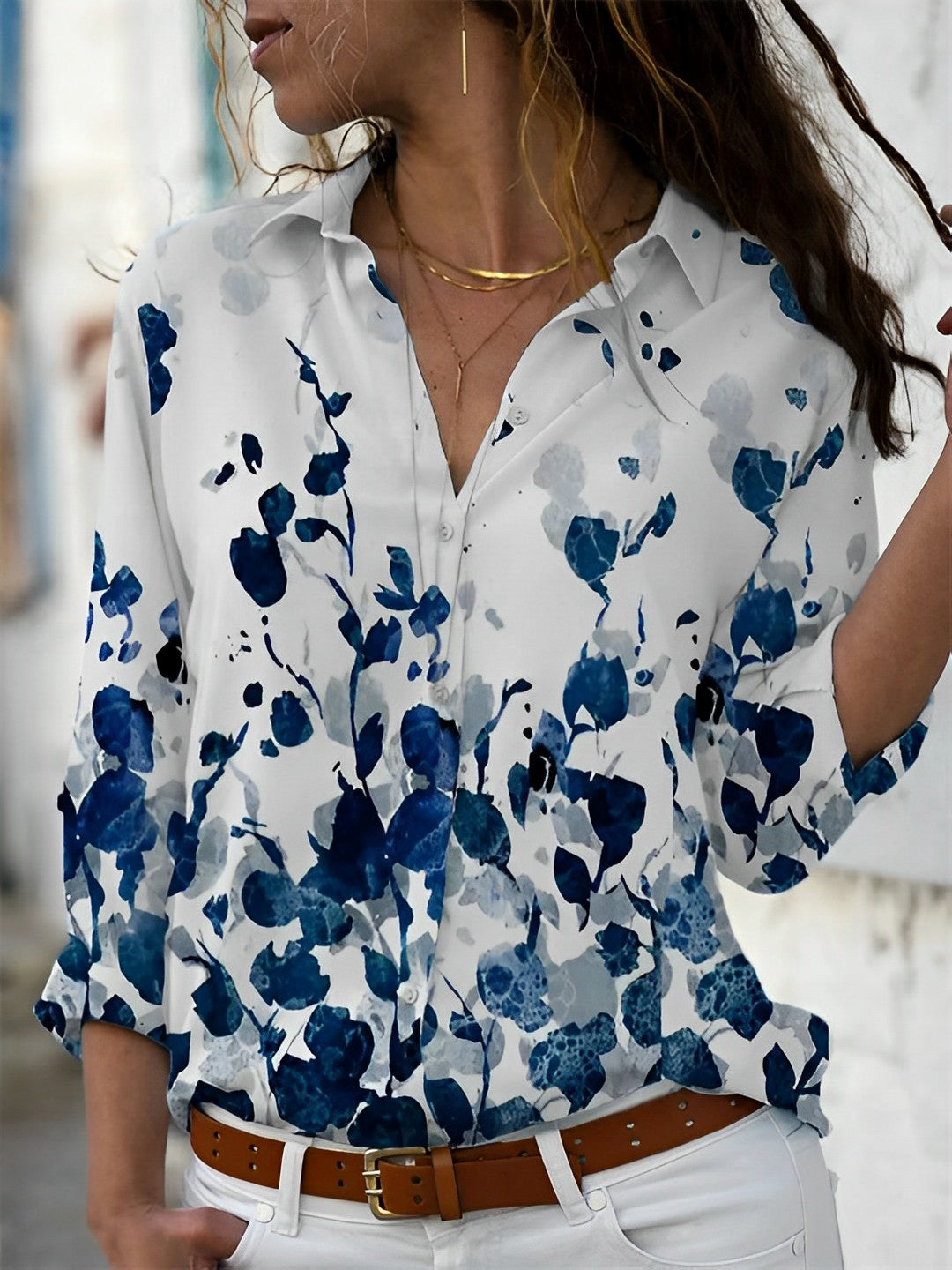 Stijlvol Abstract Print Shirt met Lange Mouwen | Modern en Comfortabel Dames T-shirt
