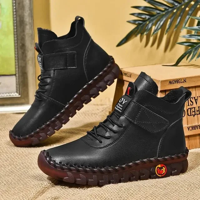 StrideLeather - Halfhoge Leren Schoenen voor Dames