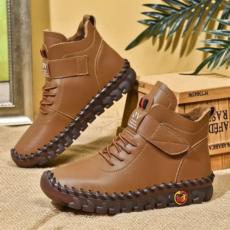 StrideLeather - Halfhoge Leren Schoenen voor Dames
