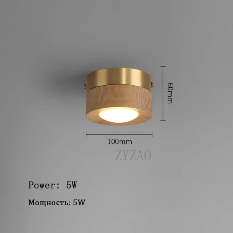 WoodLux Walnoot Plafondlamp - LED Schijnwerper met Houten Afwerking voor Woonkamer en Eetkamer