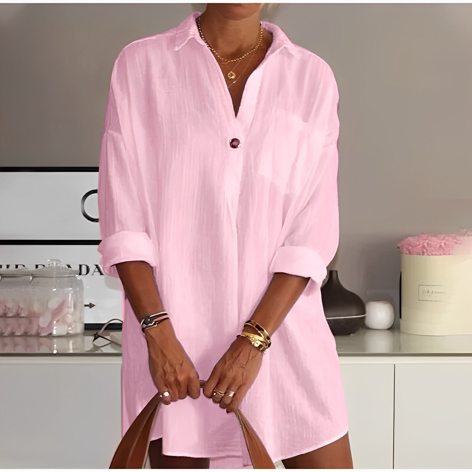 Lina - Halve Mouwen Losse Blouse voor Dames | Comfortabele en Stijlvolle Zomerblouse