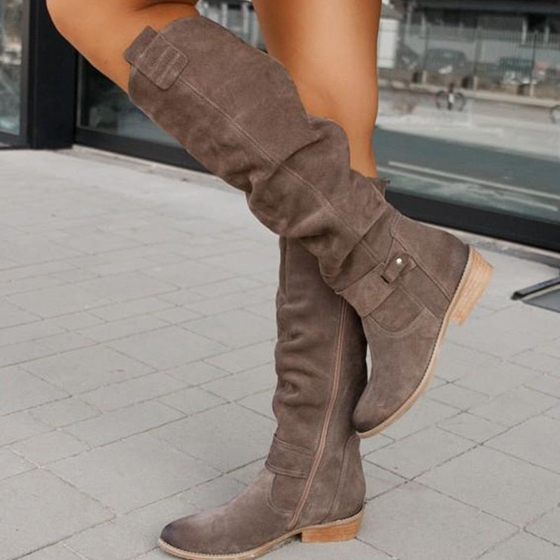 LuxeStep Stiefelette | Comfortabele Suède Enkellaarsjes met Lage Hak voor Dames