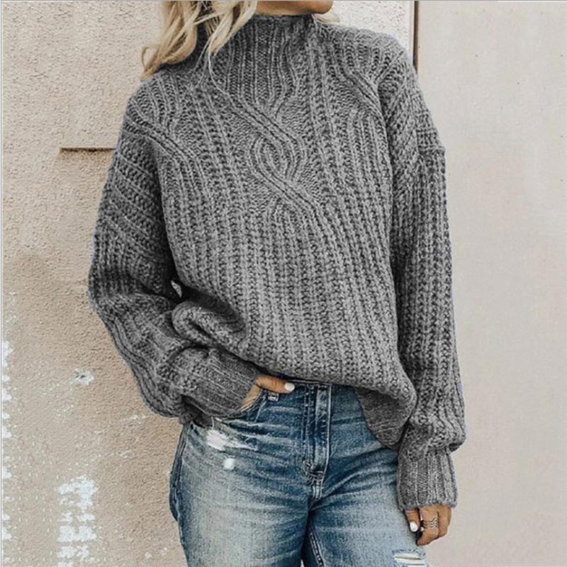 JuliaKnit Pullover | Comfortabele Kabelgebreide Trui met Coltrui voor Dames