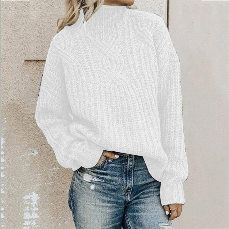 JuliaKnit Pullover | Comfortabele Kabelgebreide Trui met Coltrui voor Dames