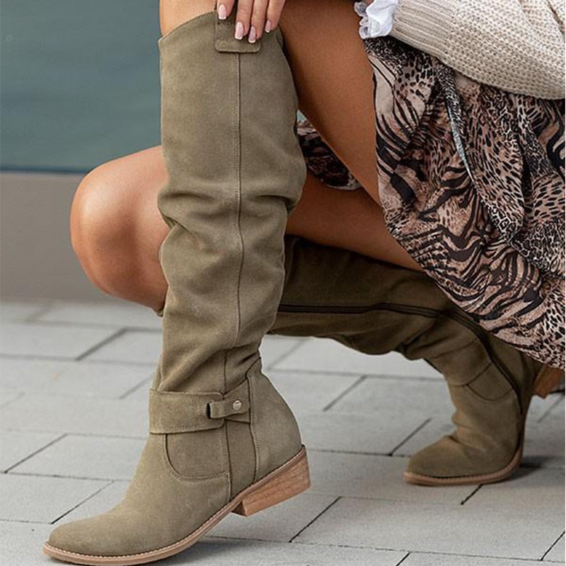 LuxeStep Stiefelette | Comfortabele Suède Enkellaarsjes met Lage Hak voor Dames