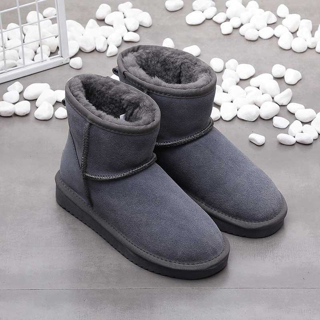 Klyne - Enkelhoge Echtleren Winterlaarzen | Warme en Duurzame Sneeuwstiefels voor Dames