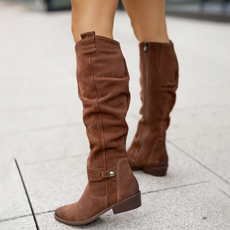 LuxeStep Stiefelette | Comfortabele Suède Enkellaarsjes met Lage Hak voor Dames