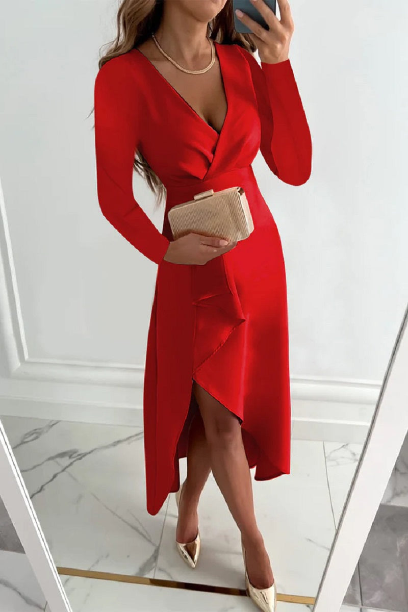 Diana - Elegant Geplisseerd Effen Jurk