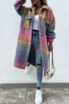 Valou - Lange Warme Gebreide Jas in Regenboogkleuren | Comfortabele en Stijlvolle Winterjas
