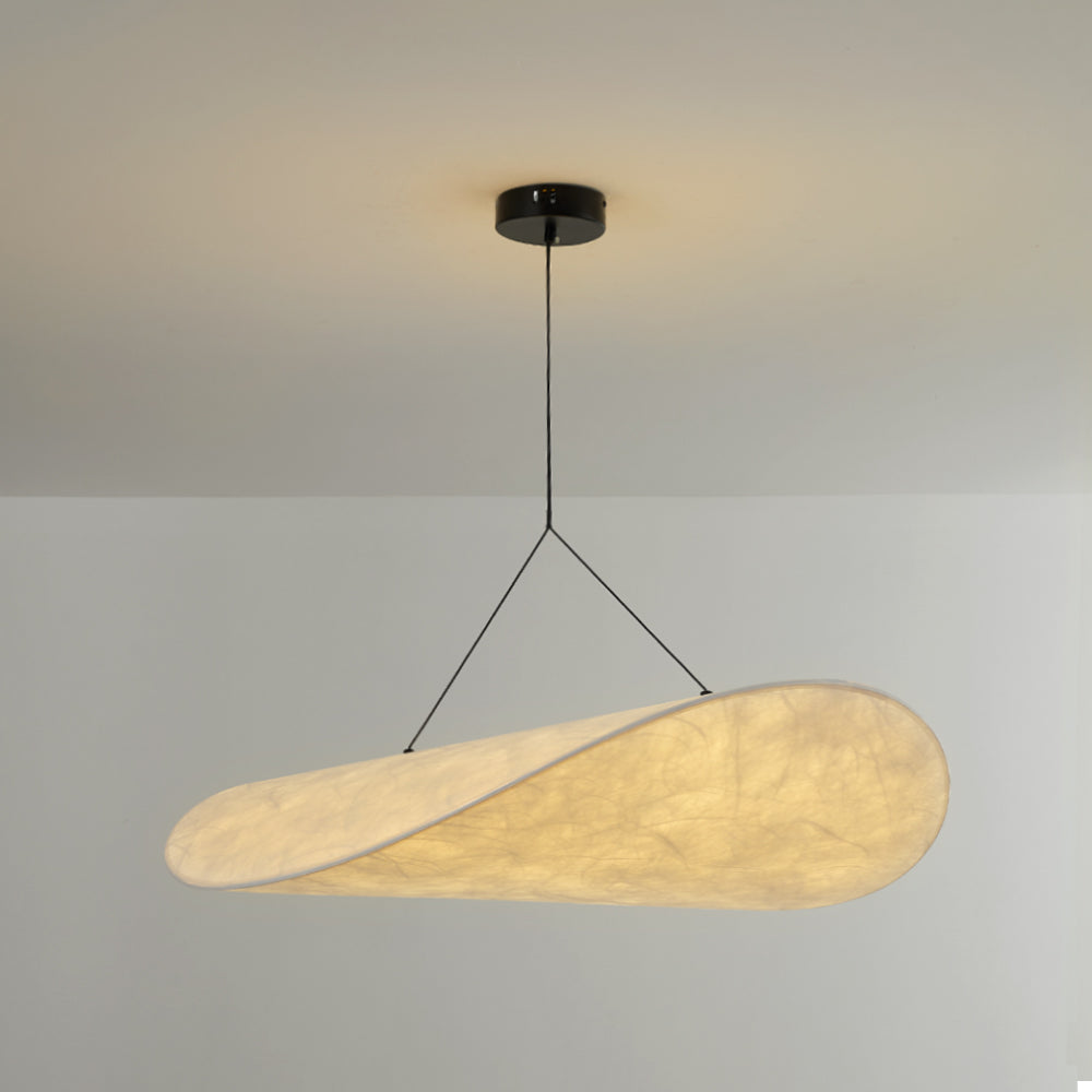 LumiSleek - Moderne LED Hanglamp van Metaal en Kunstzijde in Wit voor de Slaapkamer