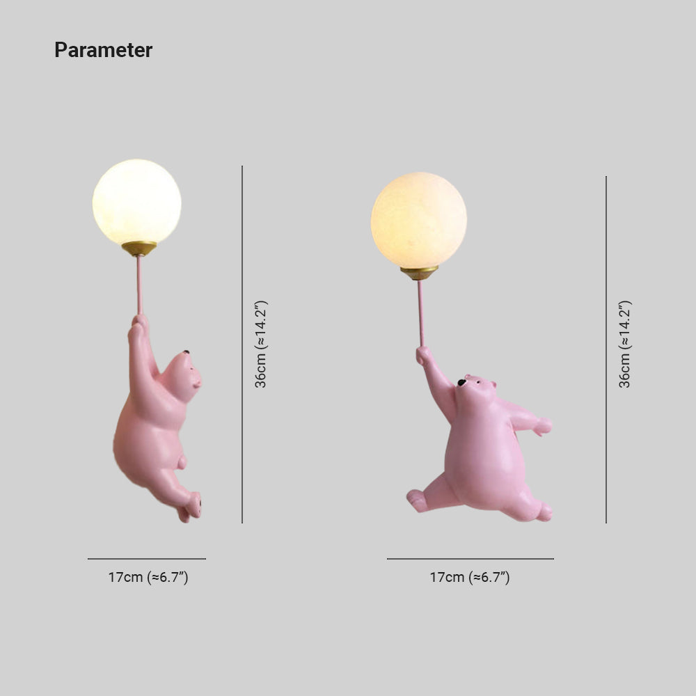 BearBright - LED Wandlamp in Wit/Blauw/Roze | Dierenthema voor Slaap-, Woon- en Kinderkamer